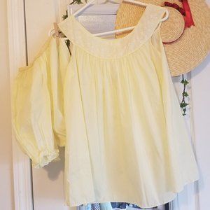 Vintage 60s Molla Kaye Yellow and White Babydoll Set